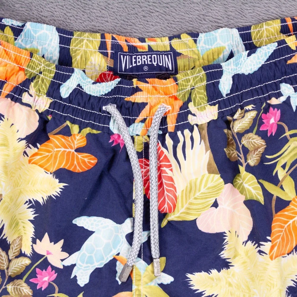 Vilebrequin Swim Trunks Mens XXL Blue Floral Tropical Nylon Shorts